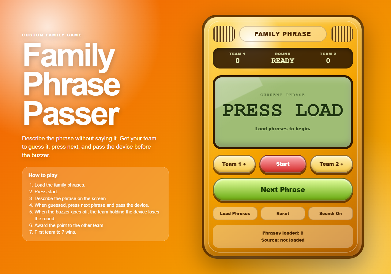 Family Phrase Game project proof preview